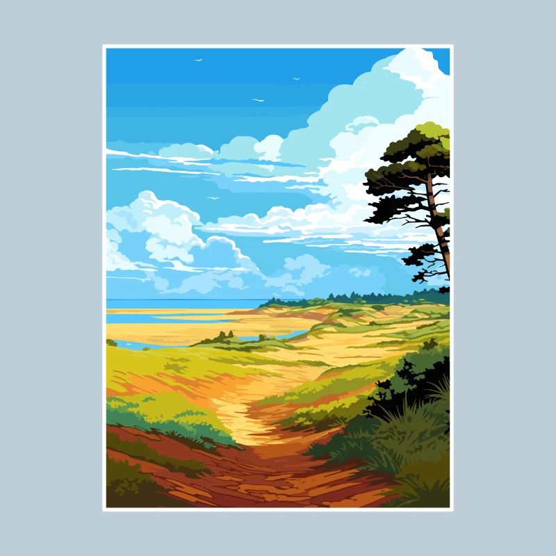 Suffolk Coast Heaths Travel Poster Souvenir WPA