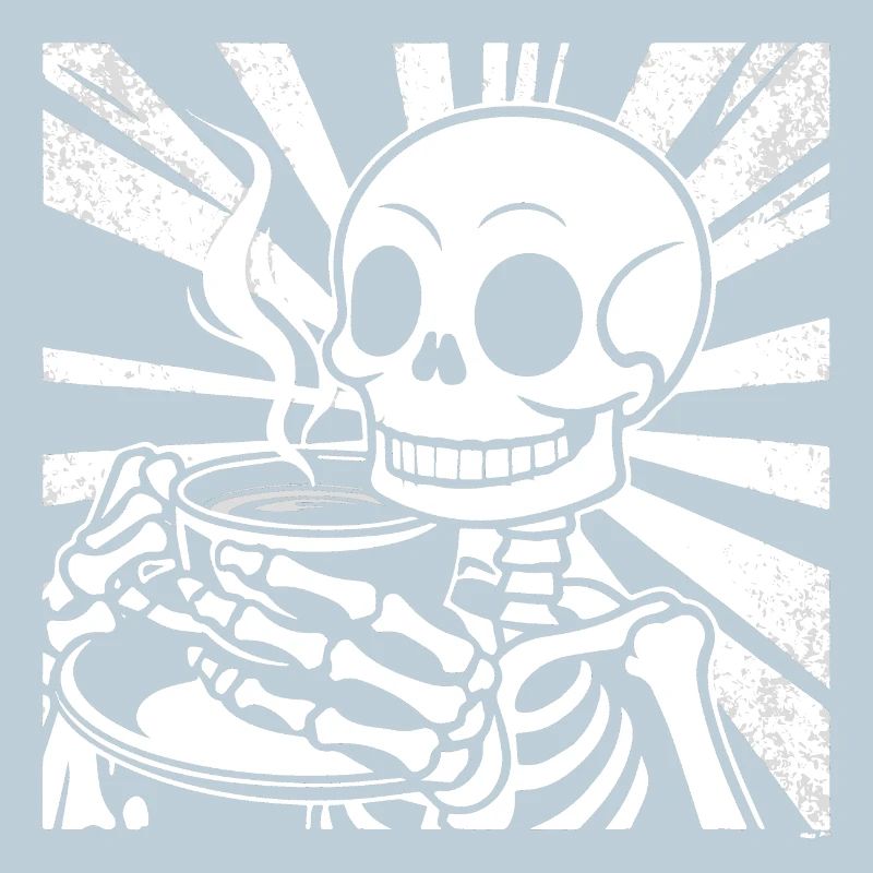 Skelett beim Kaffee trinken