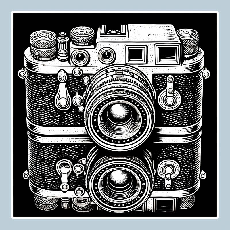 Vintage Camera Engraving Style