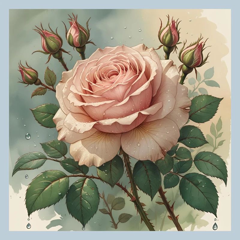 Elegantly delicate pink rose blossom