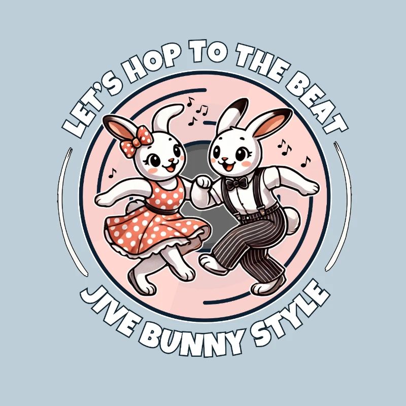 Retro Rockabilly Dancing Bunny Couple 