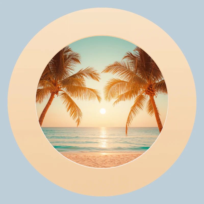 Coucher de soleil sur la plage de palmiers