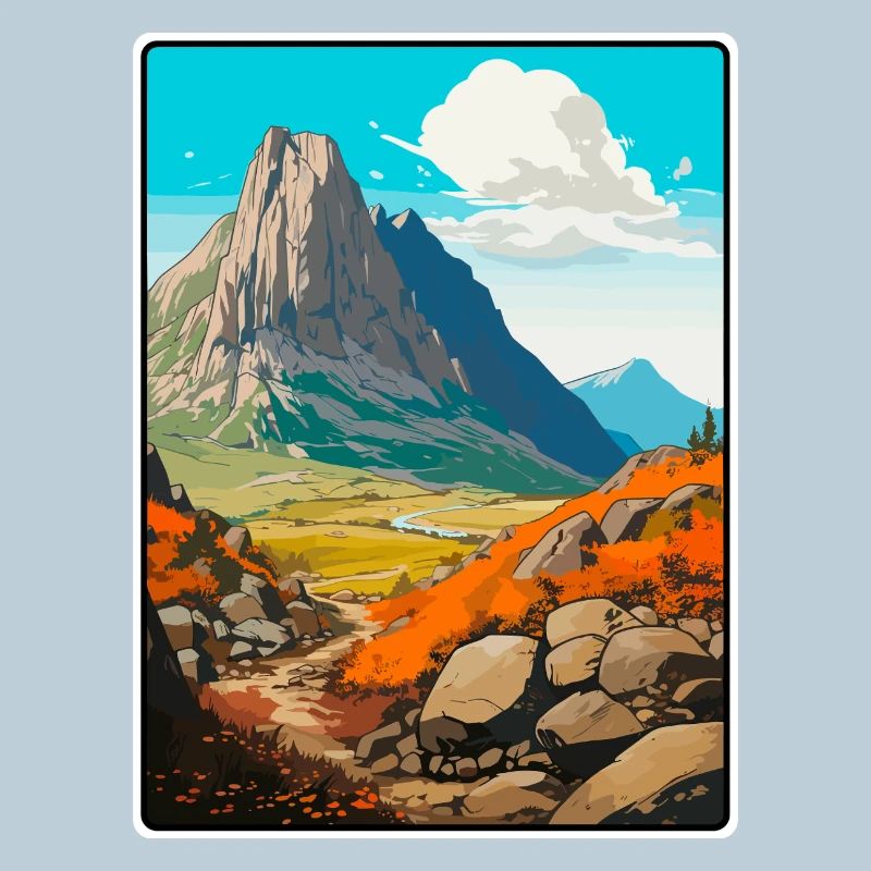 Dolomites Italy Mountain Landscape Illustration