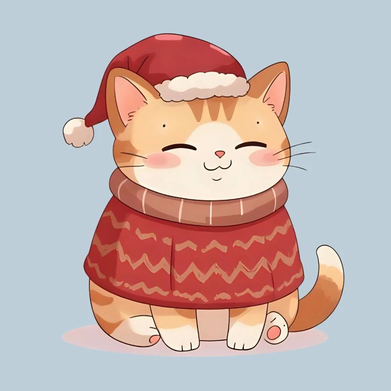 Anime Katze im Weihnachtspullover - Christmas 