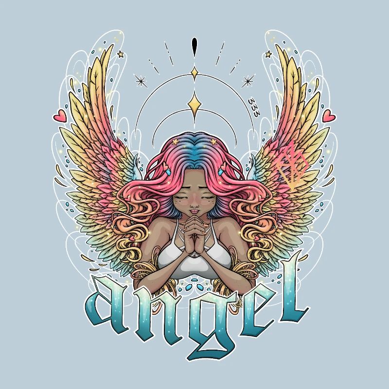 Celestial Angel with Multicoloured Wings