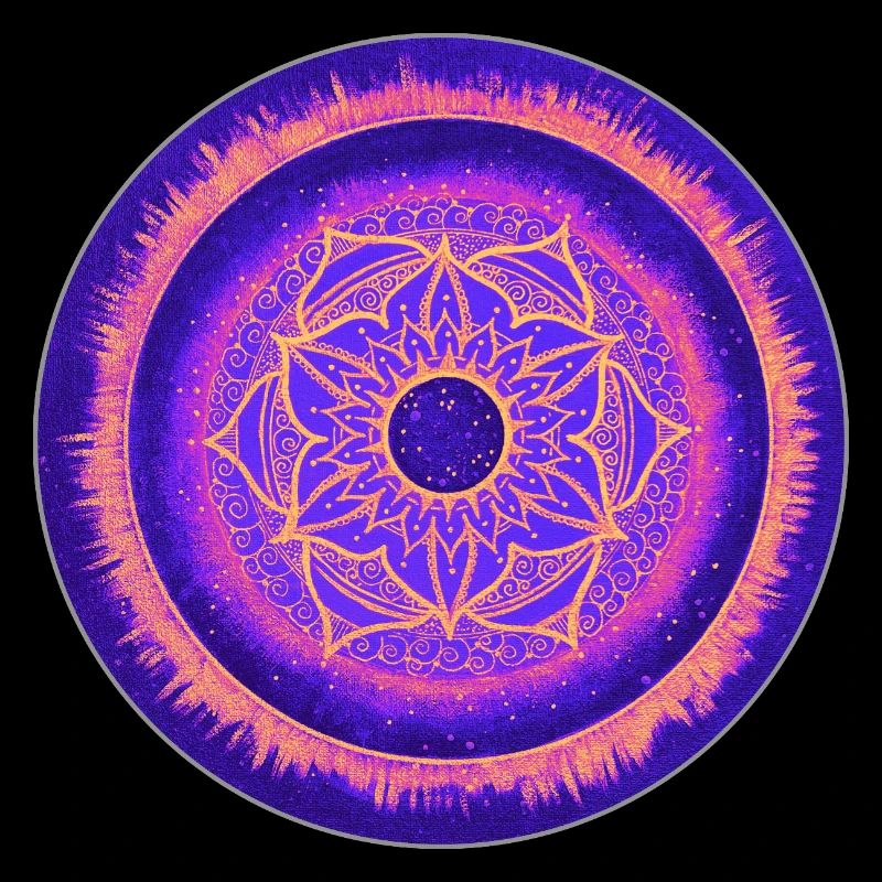 Design de mandala en violet, bleu et orange