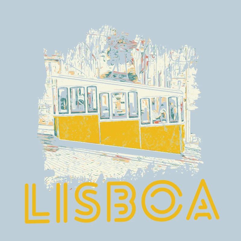 Lisbon typical Bica funicular illustration