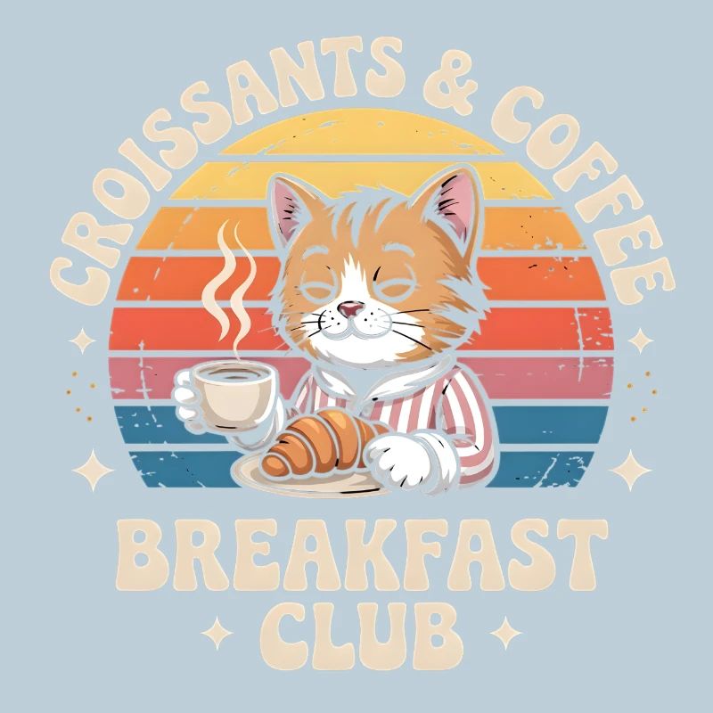 Cat Retro Coffee Breakfast