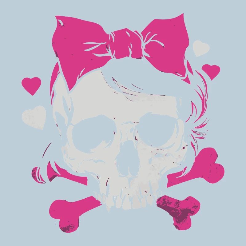 Pink Skull mit Zöpfen und Schleifen