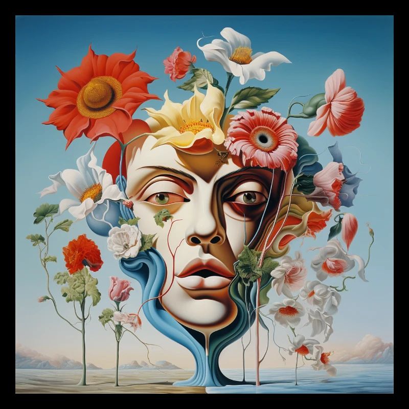 Blumenmaskenporträt Surreal