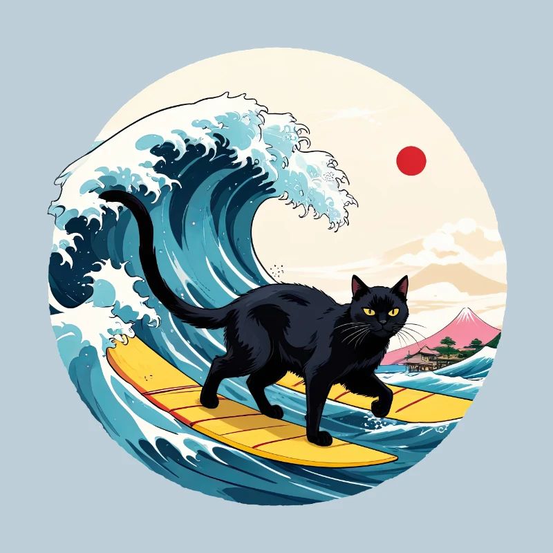 Black Cat Surfing Wave