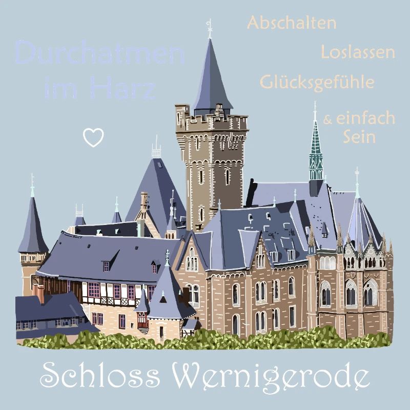 Wernigerode dans les montagnes du Harz, dessin manuscrit du château