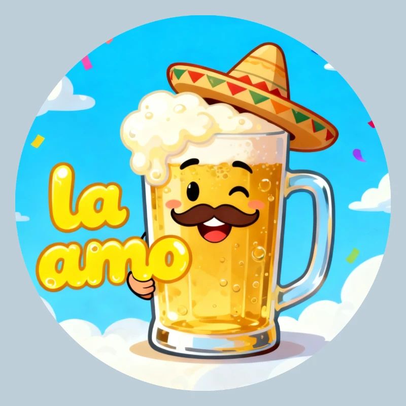 Bier mit Hut und Schnurrbart
