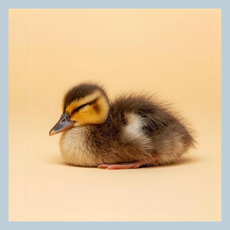 Golden chick on cream background