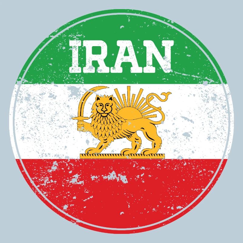 Vintage Iran Lion Emblem Round