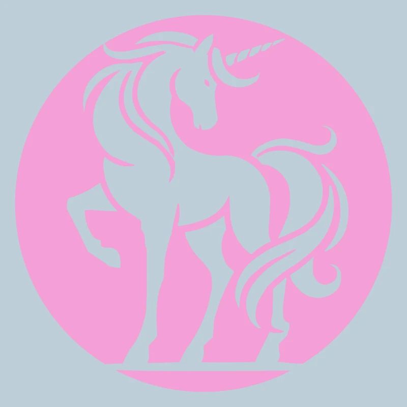 Cercle de la silhouette de la licorne rose