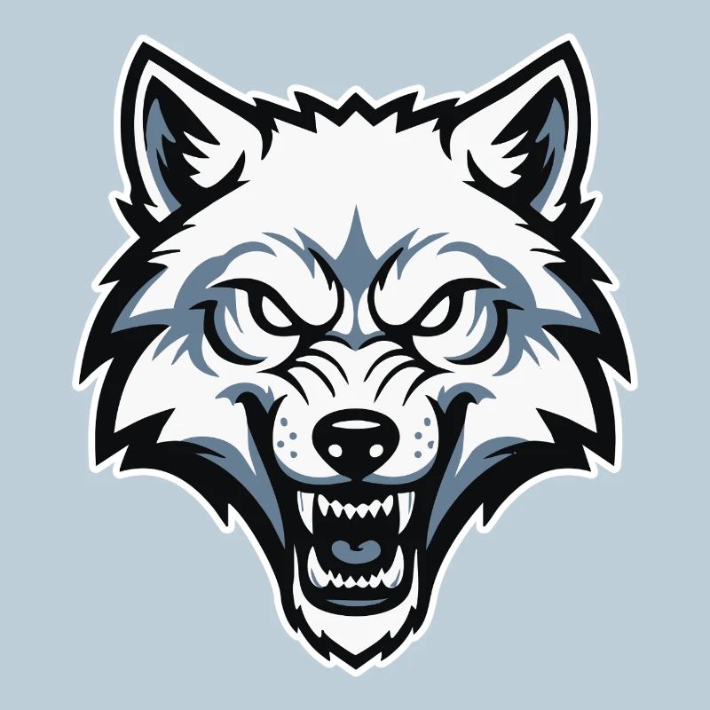 Loup Blanc Arctique Sauvage Logo Mascotte Wolf