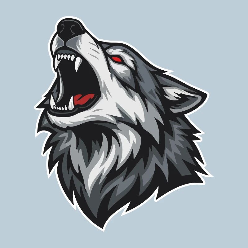 Wild Wolf Howling Red-Eyes Wolf Mascot