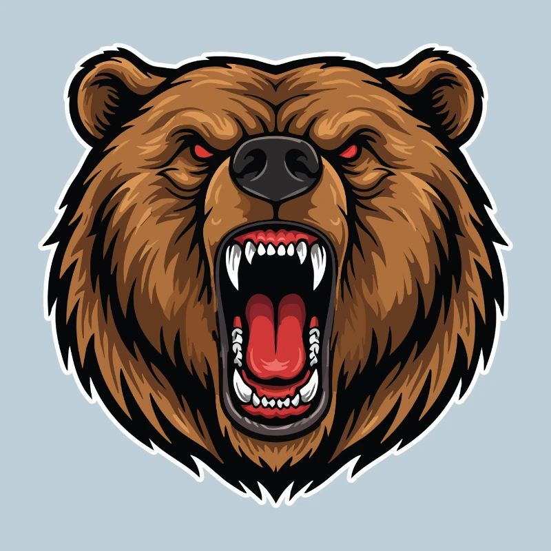 Wild Brown Bear Anger Logo Maskottchen Bär