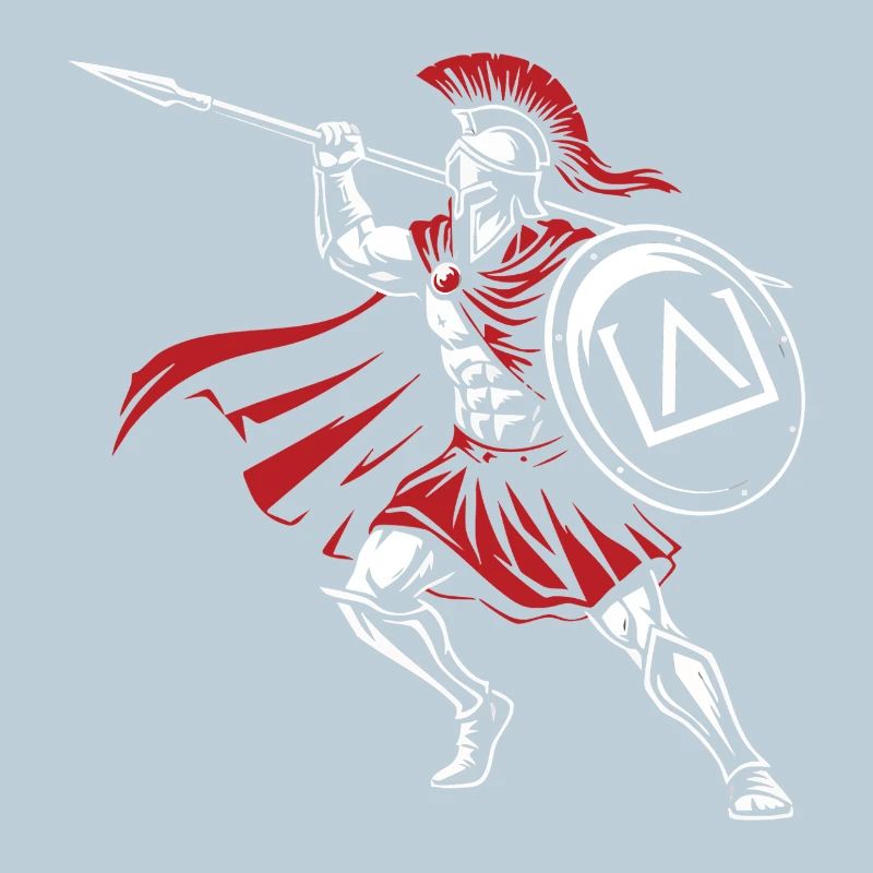 Spartiate Lance Attaque Mascotte Spartan Spear