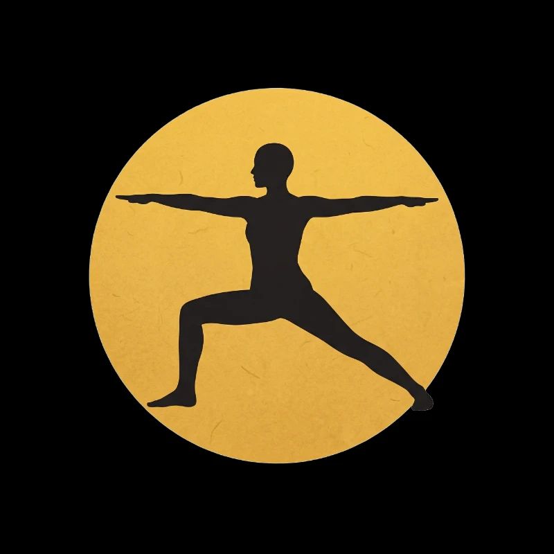 Silhouette de la posture de yoga Warrior II Sun Design