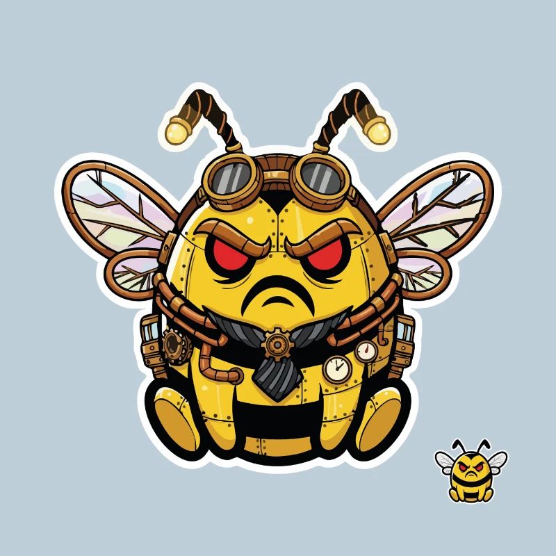 Abeille Cyborg Steampunk Énervée Bionique
