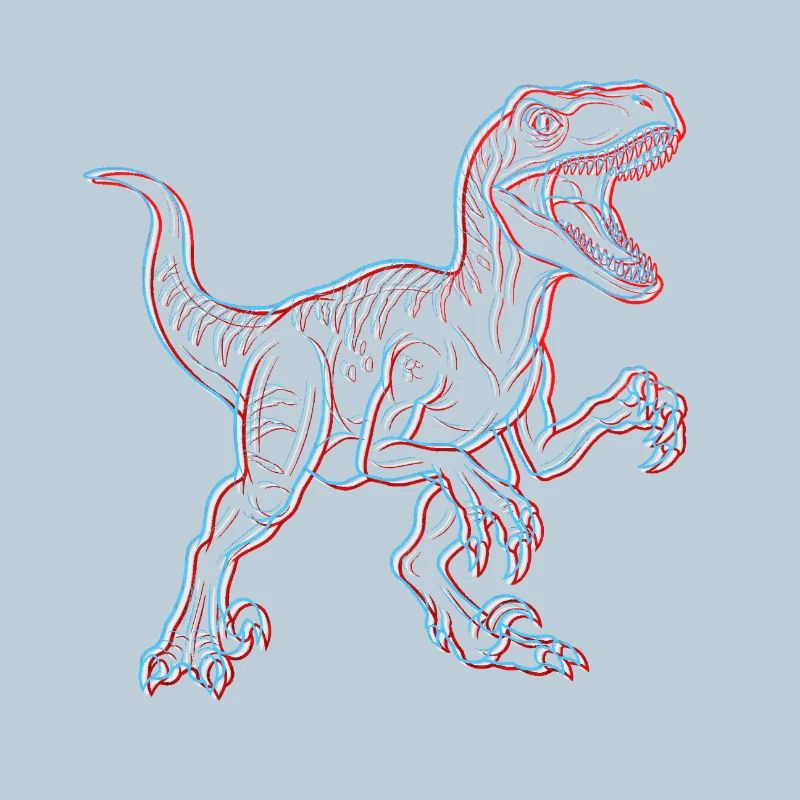 Neon Dinosaurier 3D Skelett