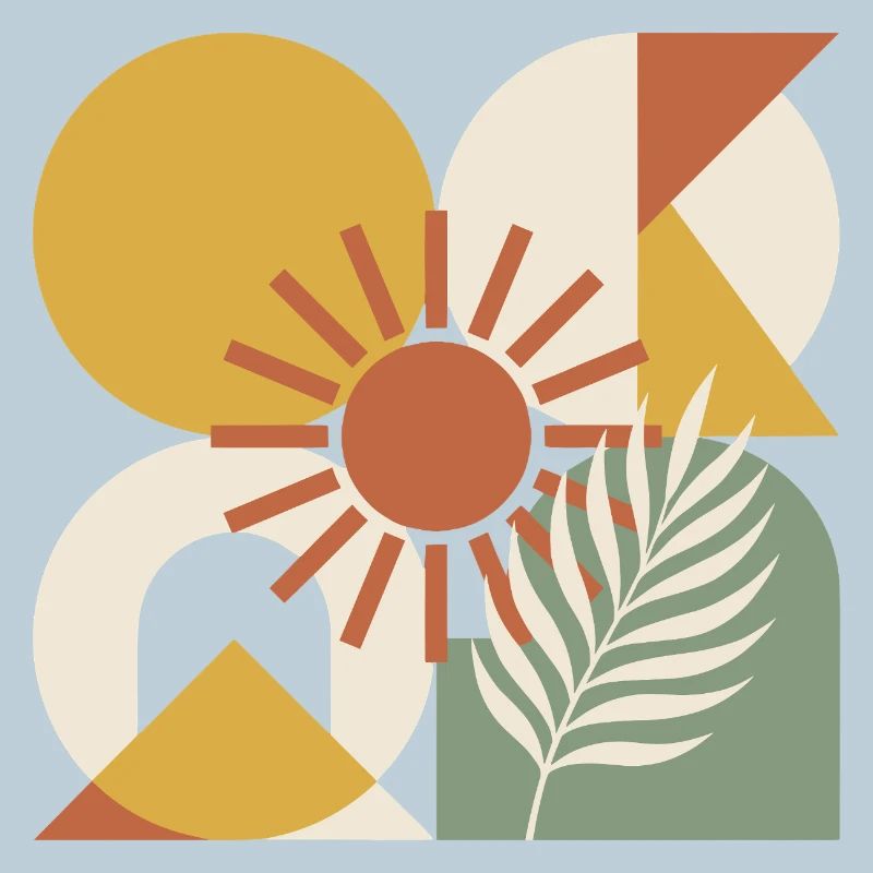 Boho-abstrakter geometrischer botanischer Sonnenstrahl