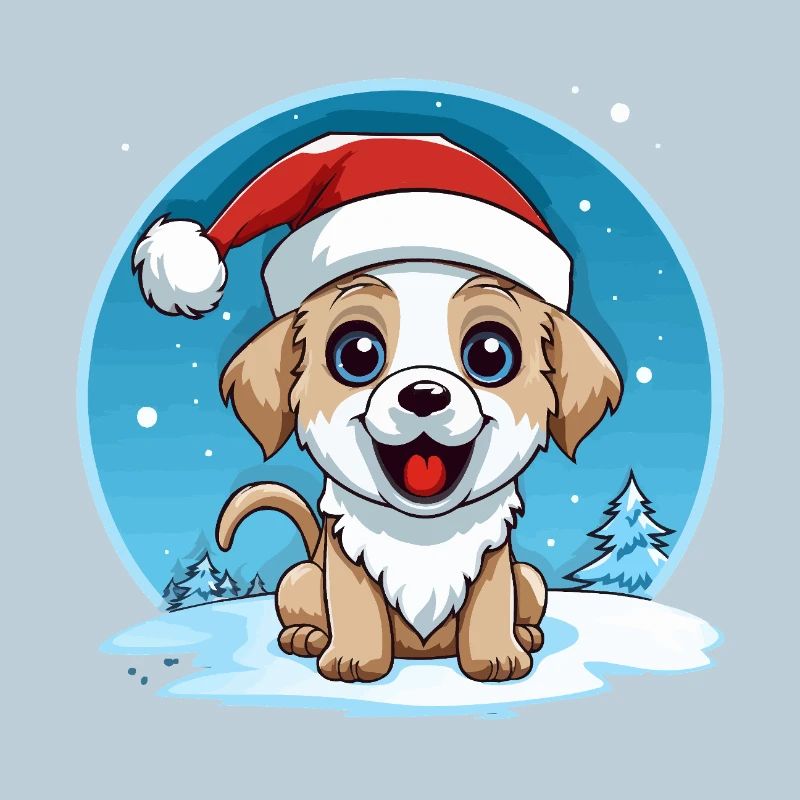 Winter dog with santa hat