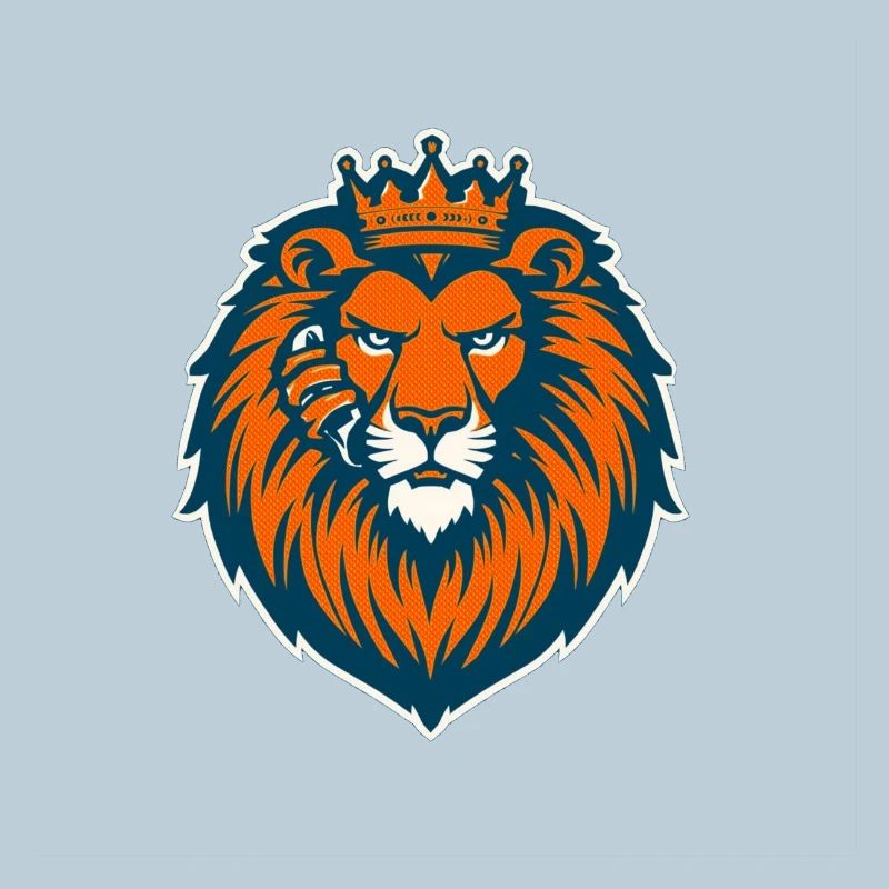 Logo Lion Couronne Orange Bleu