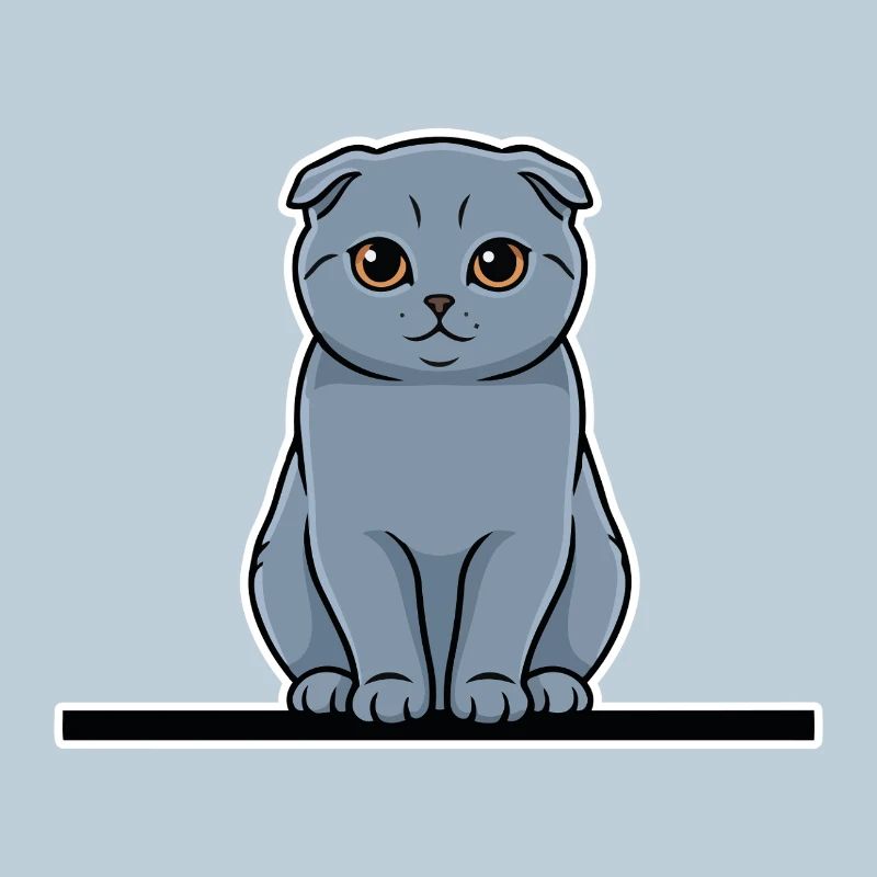 Scottish Fold Cat Grey Amber Eyes Portrait