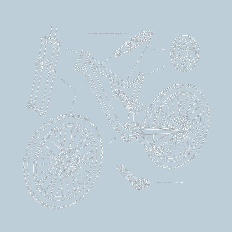 DH-Bike Exploded Drawing: MTB Technique Sketch