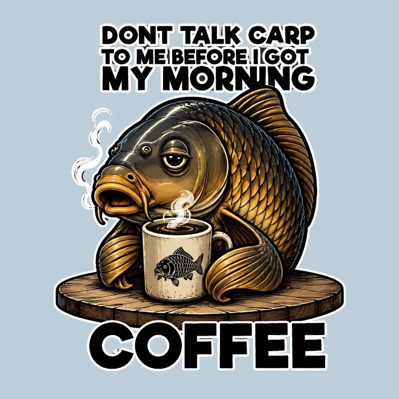 Humour matinal de la pêche à la carpe au café
