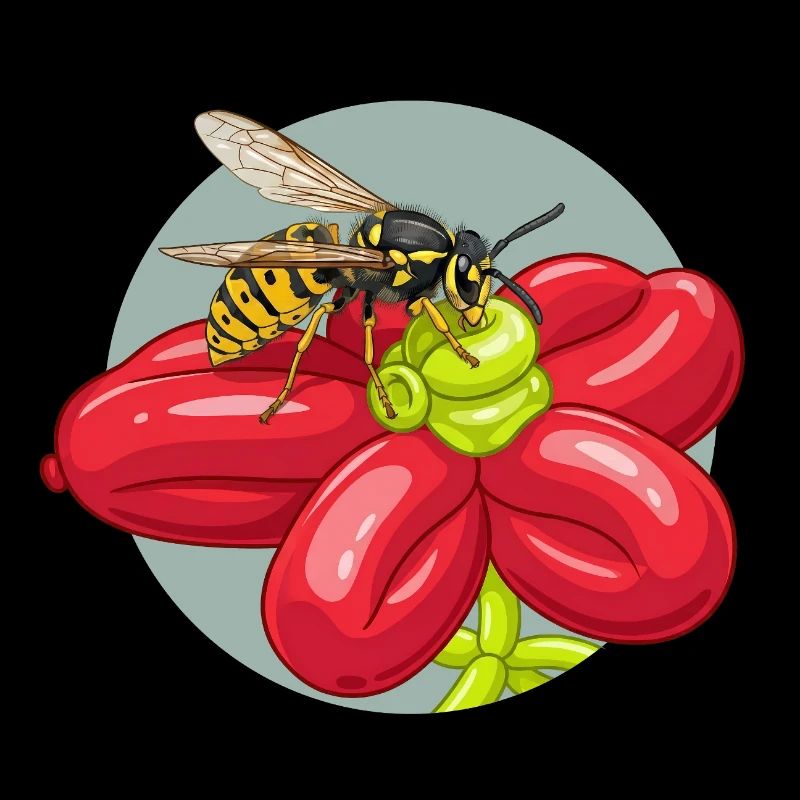 Ballon des Abeilles Fleurs Rouges