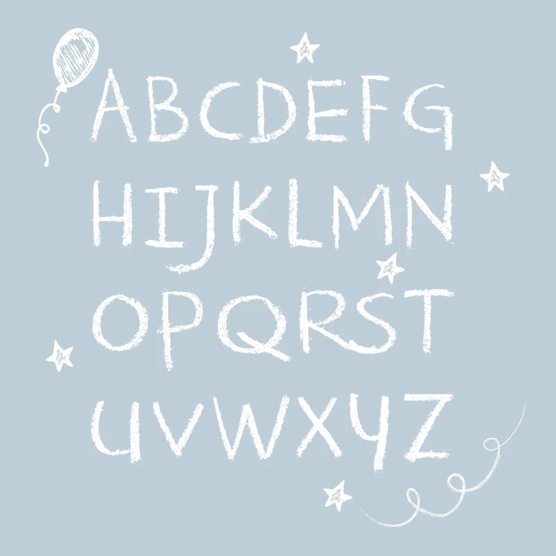 ABC écriture à la craie blanche étoiles & ballon