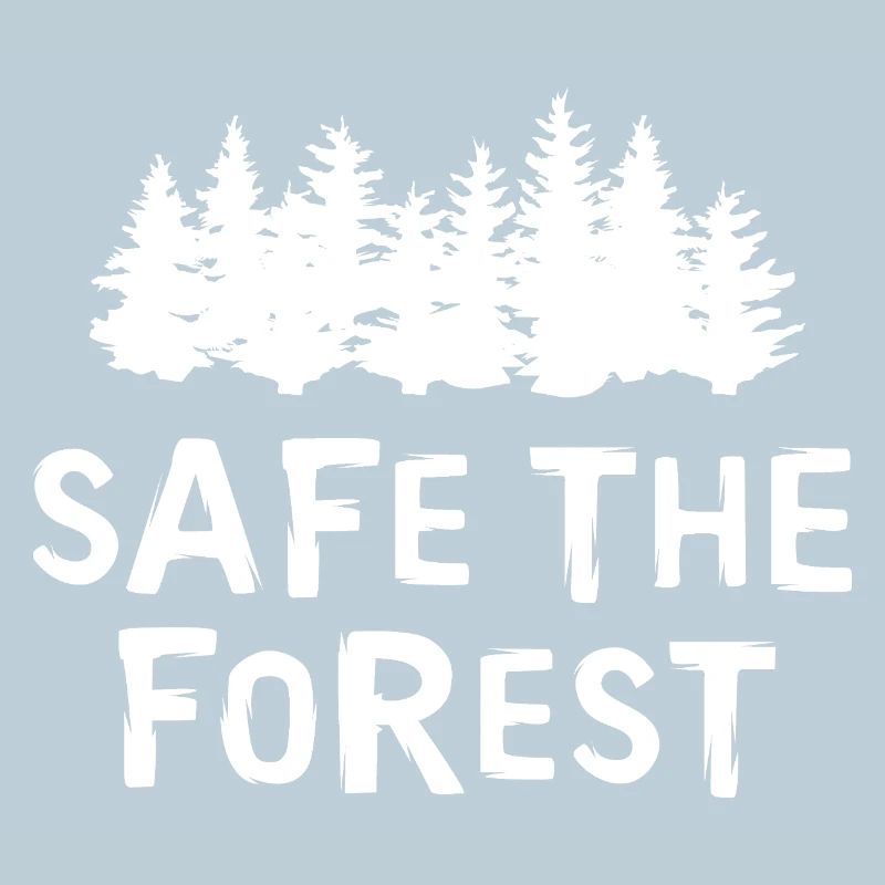 safe the forest mit Waldsilhouette als Logo Symbol