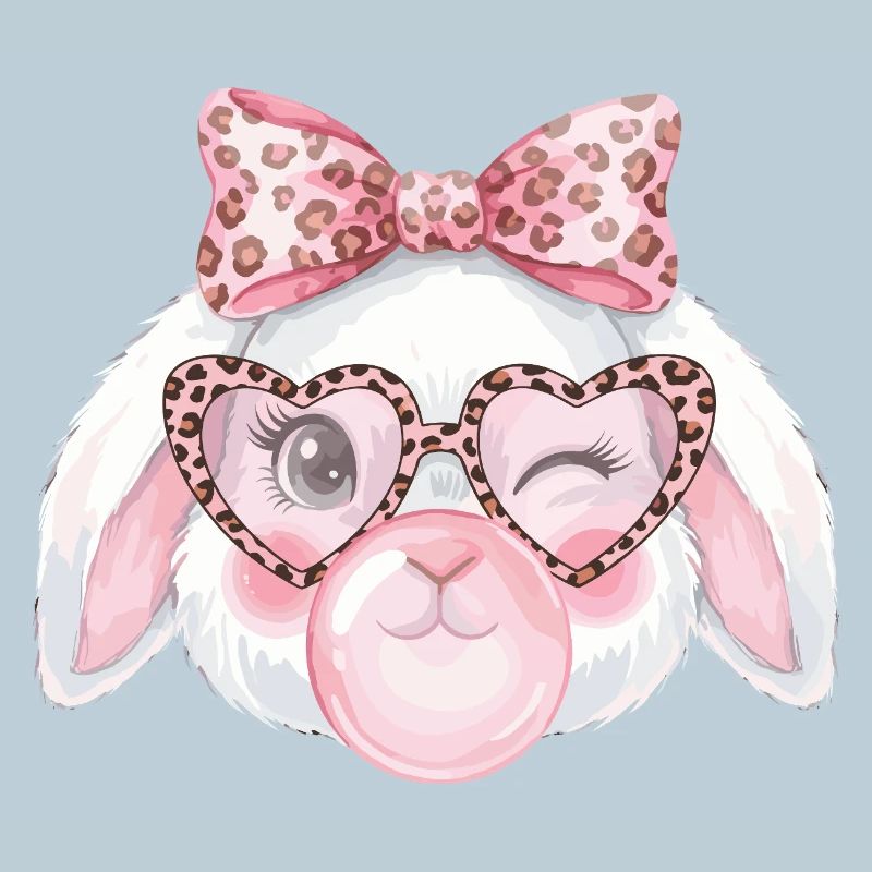 Leopardgläser Ostern Häschen mit Rosa Schleife
