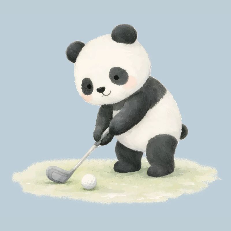 Illustration de panda jouant au golf