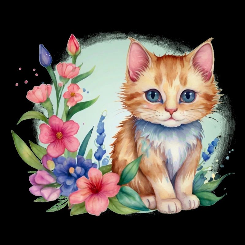 Kitten in a flower meadow