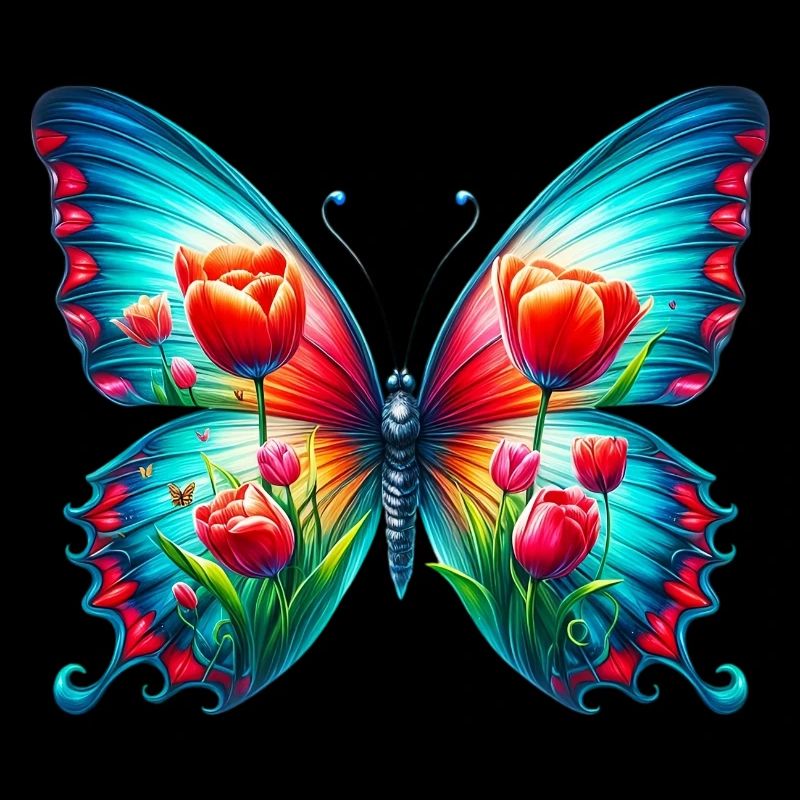 Butterfly flowers tulips tulip