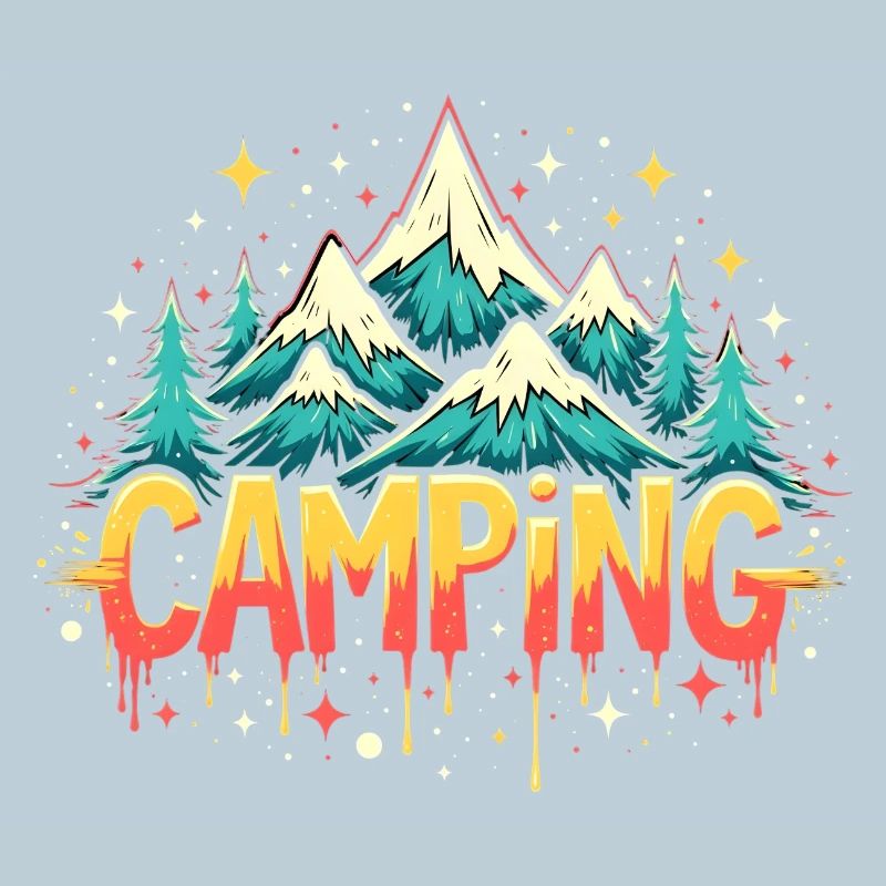 Retro Mountain Camping Lettering