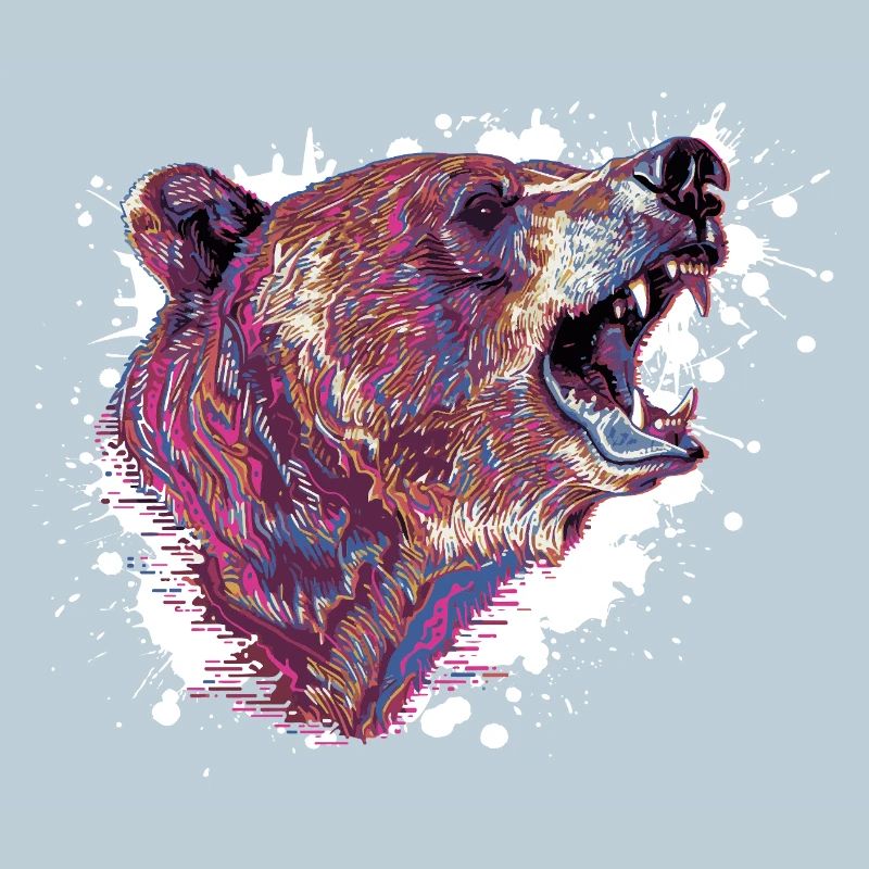 Neon Splash Bear Head