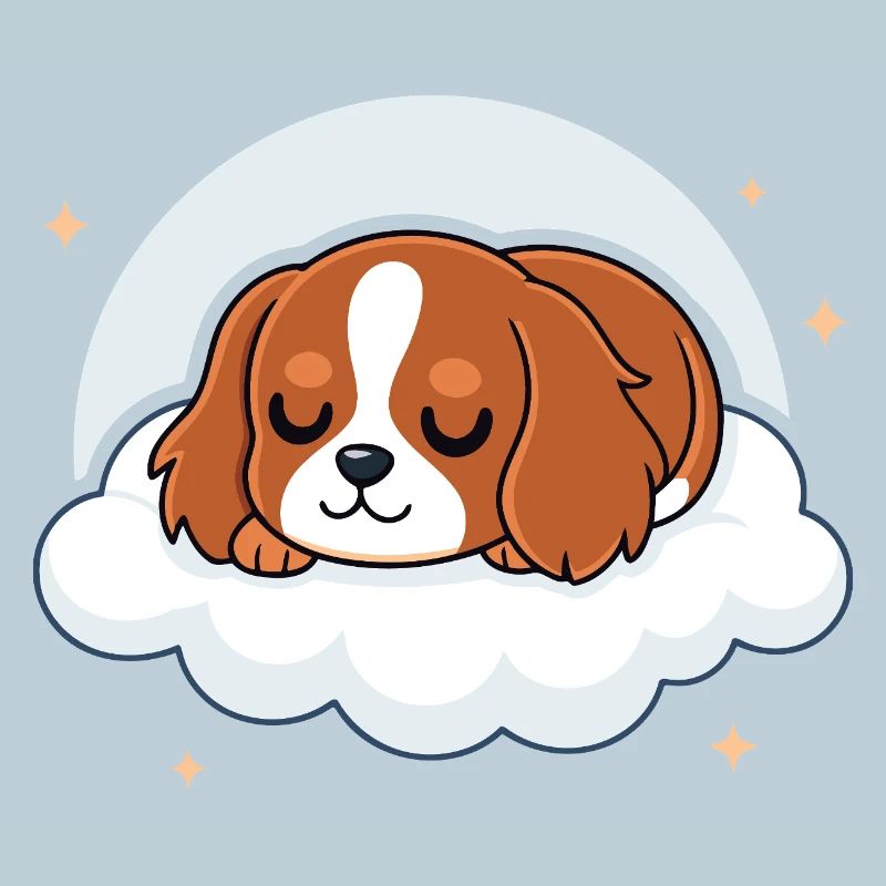 Chiot cavalier dormeur sur nuage