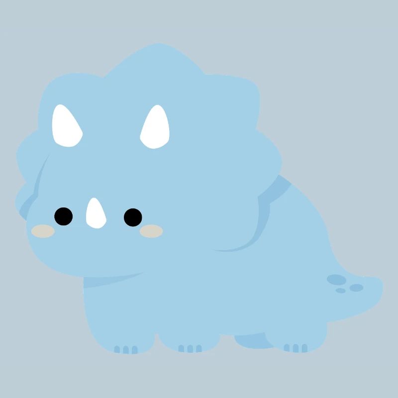 Pastel Blue Dino Triceratops Charm