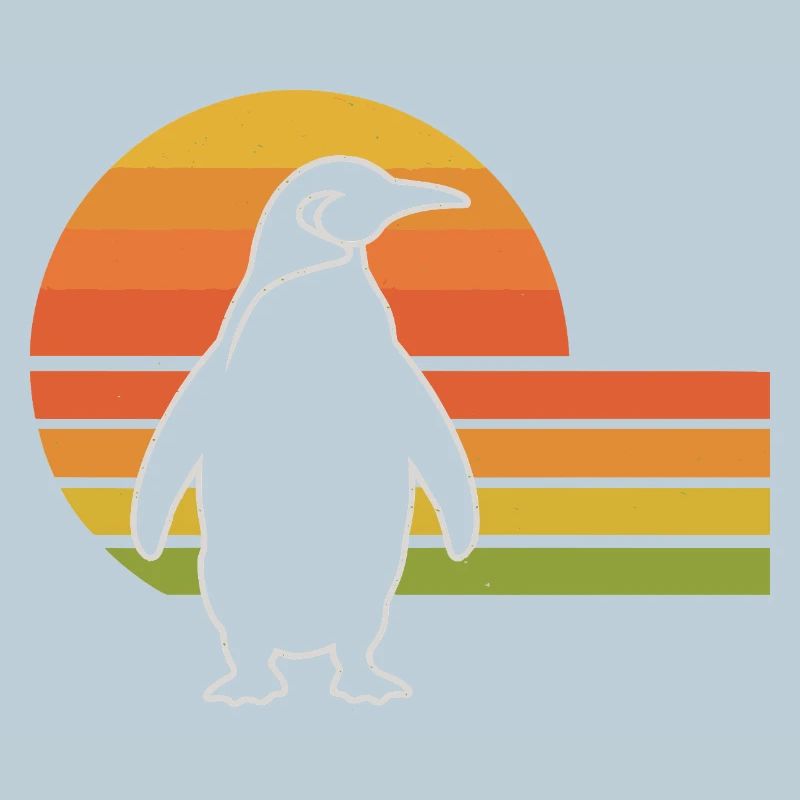 Penguin silhouette sunset design