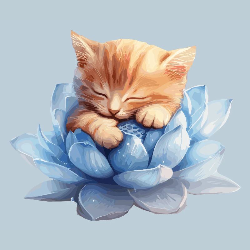 Kitten resting on blue succulents