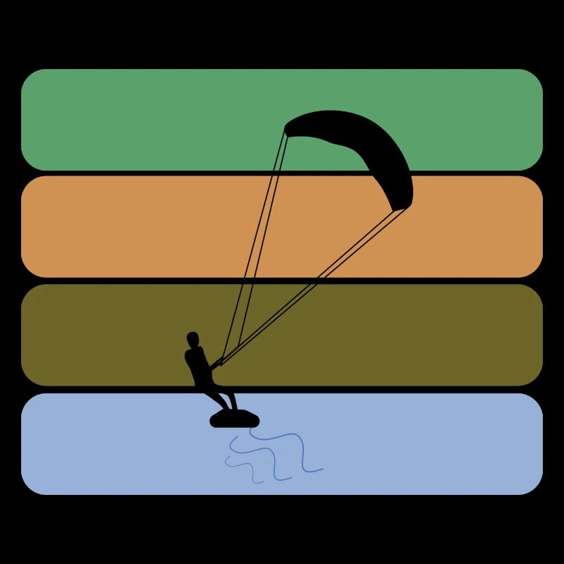 Kitesurfen - Kitesurfer mit vierfarbigem Design