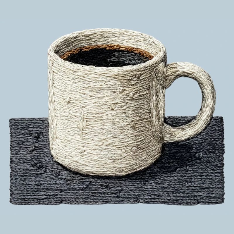 Embroidered mug filter coffee slow coffee (printed)