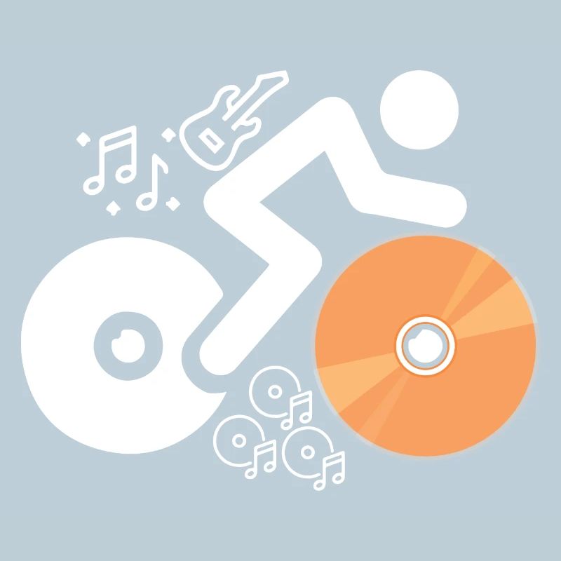DJ Figure with Records and Musical Notes