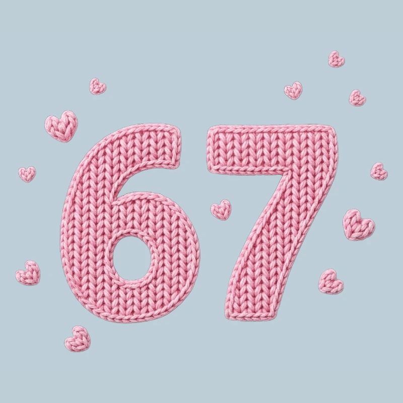 6 7 Meme – Pink Heart Pattern